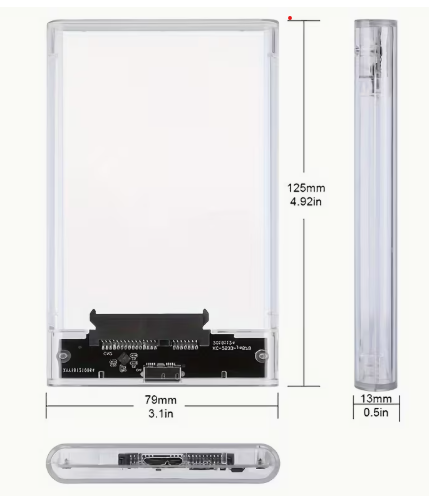 Adaptador de Capa Transparente de Disco Duro Sata de 2.5 Polegadas