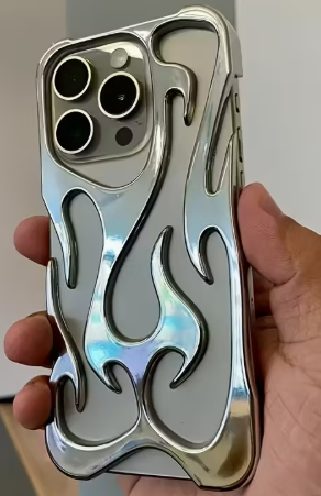 Capa para IPHONE 16 Pro com Chama Oca Cor Prata