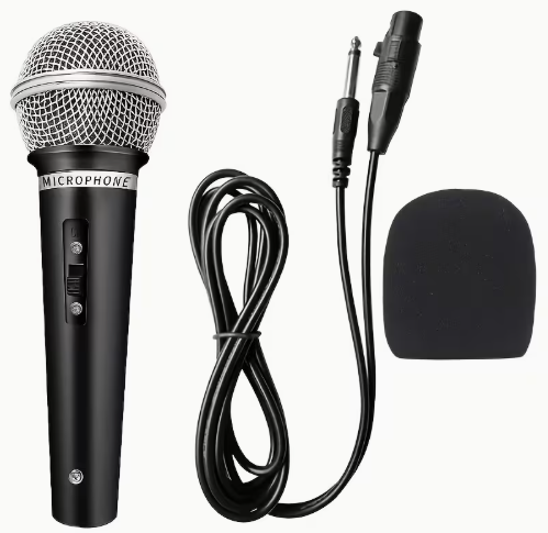 Microfone Dinâmico de Mão Rzosom com Fio e Alimentação por Ligação