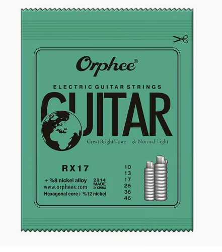 Conjunto de 6 Cordas de Guitarra Elétrica Orphee RX Series.