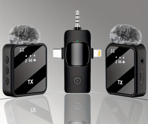 Microfones de Lapela sem Fio 3em 1